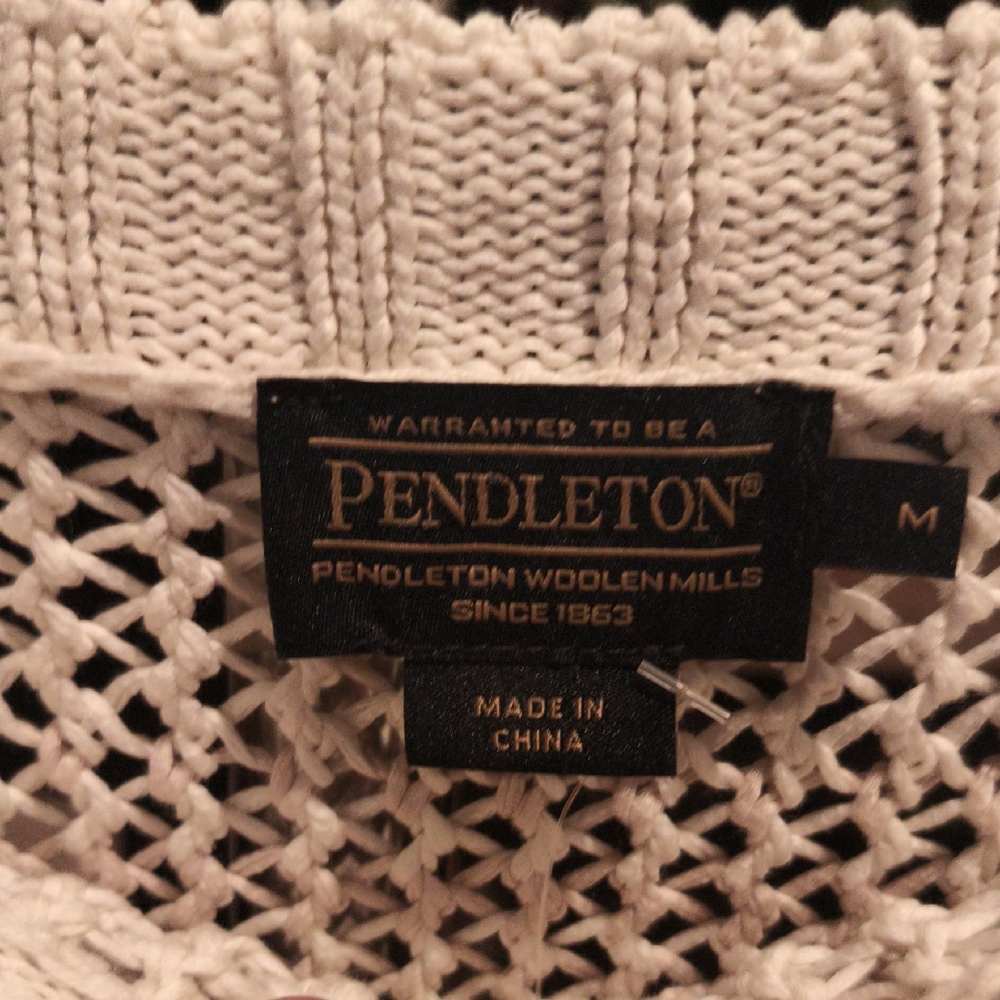 FINAL PRICE Pendleton Cream, Brown, Tan & Black  Knit Sweater Sz Medium